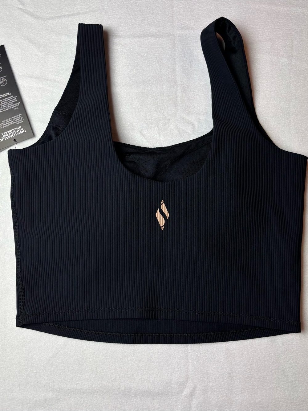 Skechers GO WALK GO FLEX Rib Longline Bra Black Square Neck Activewear Tank M - Picture 2 of 3